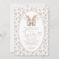 Zwillings-Häschen rosa Rosen Mädchen Baby Shower