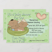 Zwillings-Jungen-Mädchen-Erbsen in der Einladung (Vorne/Hinten)