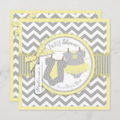 Zwillings-Krawattetutu-Zickzack Baby-Dusche Einladung (Vorne/Hinten)