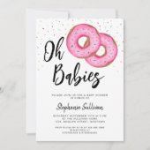 Zwillings-Mädchen-Baby-Party Einladung (Vorderseite)