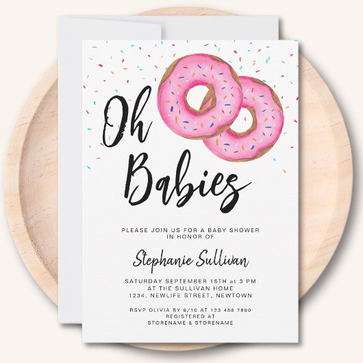 Zwillings-Mädchen-Baby-Party Einladung