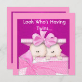 ZWILLINGS-MÄDCHEN-BABYPARTY-EINLADUNG EINLADUNG (Vorne/Hinten)