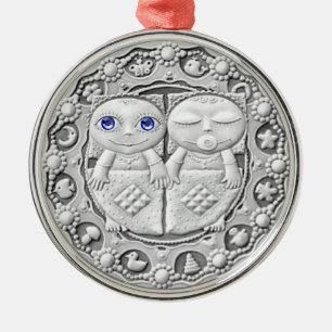 Zwillings-Münzenprämienverzierung Ornament Aus Metall