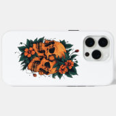 Zwillings-Schädel mit orangefarbenen Blumen im Got Case-Mate iPhone Hülle (Rückseite (Horizontal))