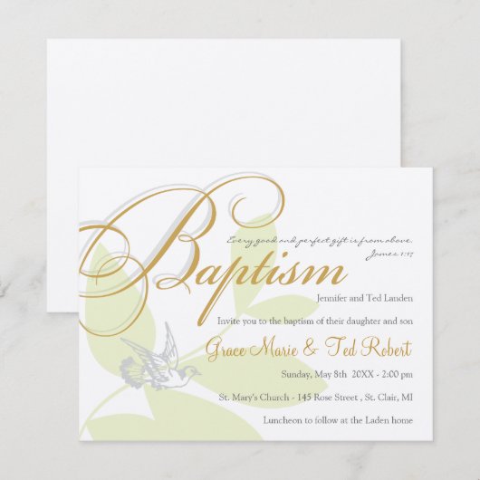 Zwillings-Taufe-Einladung Einladung (Vorne/Hinten)