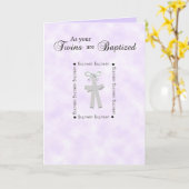 Zwillings-Taufe-Karte auf Lila mit 2 Kreuzen Karte (Gelbe Blume)