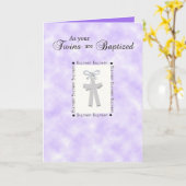 Zwillings-Taufe-Karte auf mittlerem Lila mit 2 Karte (Gelbe Blume)