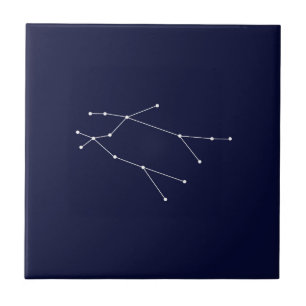 Zwillings-Tierkreis-Konstellation dunkelblau Fliese