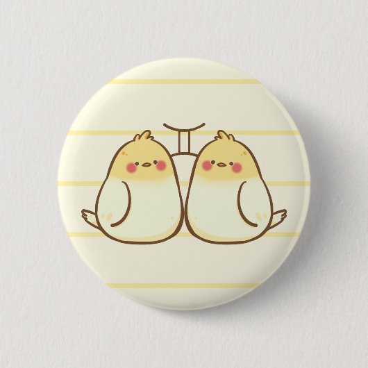 Zwillings-Tierkreis-Tier-Knopf Button (Vorderseite)