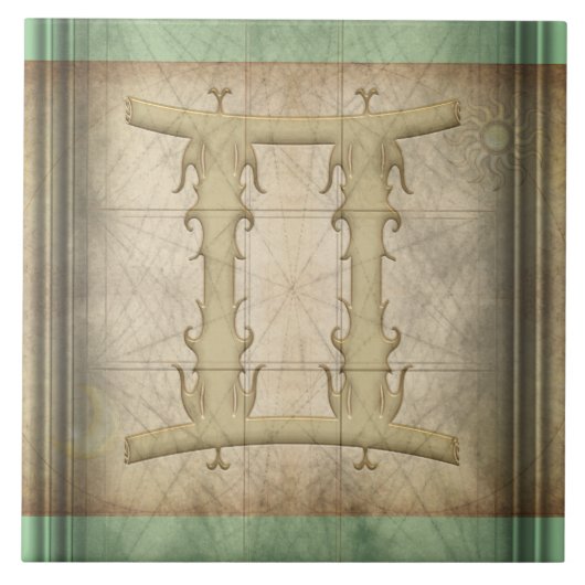 Zwillings-Tierkreis-Zeichen Fliese (Vorderseite)