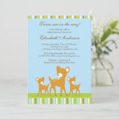 Zwillings-Waldbaby-Rotwild-Babyparty-Einladung Einladung (Stehend Vorderseite)