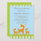 Zwillings-Waldbaby-Rotwild-Babyparty-Einladung Einladung (Vorne/Hinten)