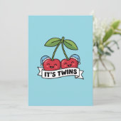 Zwillingsankündigung Jungen Zwillinge Kirschen Müt Einladung (Stehend Vorderseite)