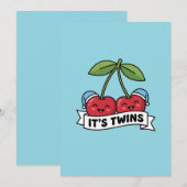Zwillingsankündigung Jungen Zwillinge Kirschen Müt Einladung (Vorne/Hinten)