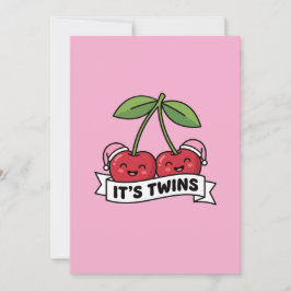 Zwillingsankündigung Mädchen It's Twins Kirschen M Einladung