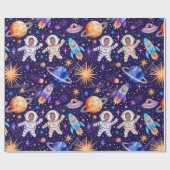 Zwillingsastronauten im Weltraum-Foto Geschenkpapier (Flach)