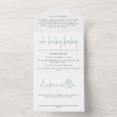 Zwillingsbabwdusche Blau moderne Typografie All In One Einladung (Innen Boden)