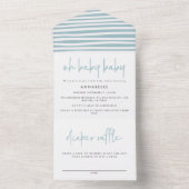 Zwillingsbabwdusche Blau moderne Typografie All In One Einladung (Innen Boden)