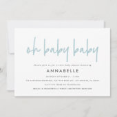 Zwillingsbabwdusche Blau moderne Typografie einfac Einladung (Vorderseite)