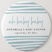 Zwillingsbabwdusche Blau Moderne Typografie Party Button (Vorderseite)