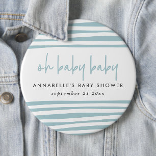 Zwillingsbabwdusche Blau Moderne Typografie Party Button