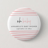Zwillingsbaby-Dusche Rosa Blau Moderne Typografie  Button (Vorderseite)