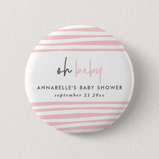 Zwillingsbaby-Dusche Rosa Blau Moderne Typografie  Button (Vorderseite)