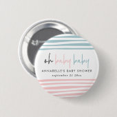 Zwillingsbaby-Dusche Rosa Blau Moderne Typografie Button (Vorne & Hinten)