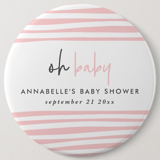 Zwillingsbaby-Dusche Rosa Blau Moderne Typografie Button (Vorderseite)