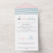 Zwillingsbaby Dusche Rosa blaue, moderne Typografi All In One Einladung (Innen Boden)