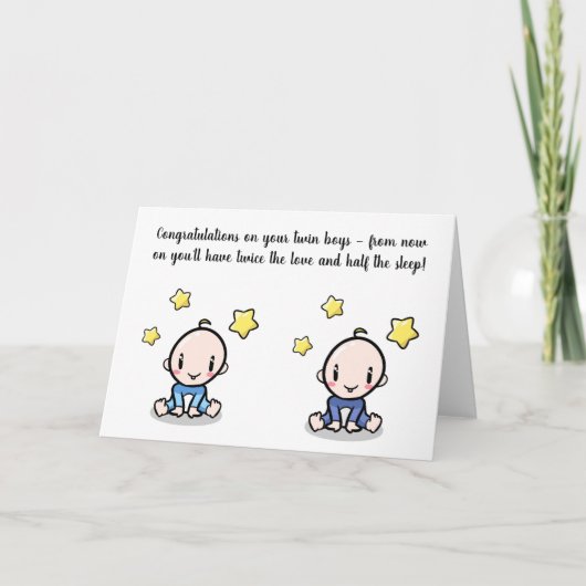 Zwillingsbaby-Gratulationskarte, Junge-Zwillinge-K Karte (Vorderseite)