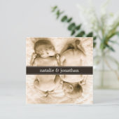 Zwillingsbabys Foto Geburtsankündigung Ankündigung (Stehend Vorderseite)