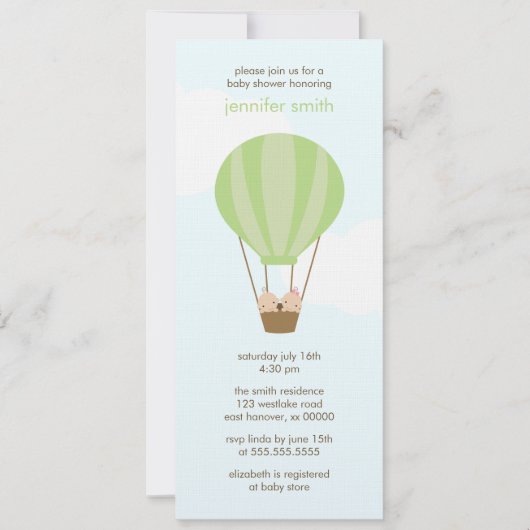 Zwillingsbabys in einem Ballon Einladung (Vorderseite)