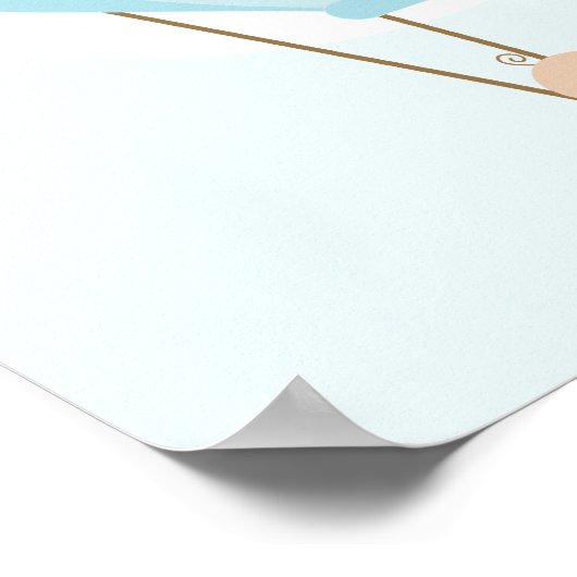 Zwillingsbabys in einem grünen Heißluftballon Poster (Ecke)