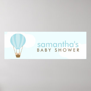 Zwillingsbabys in einem grünen Heißluftballon Poster