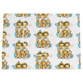 Zwillingsbabys mit Colour Baby Shower oder New Bab Große Geschenktüte (Vorderseite)