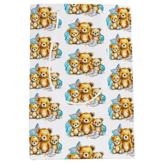 Zwillingsbabys mit Colour Baby Shower oder New Bab Mittlere Geschenktüte (Vorderseite)