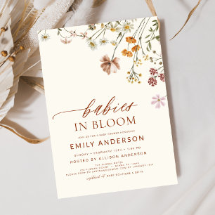 Zwillingsbabys mit Wildblume in Bloom Baby Shower Einladung