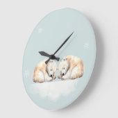 Zwillingsbär-Kinderzimmer Große Wanduhr (Winkel)