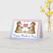 Zwillingsbären - Junge und Mädchen auf der Muttert Karte (Gelbe Blume)