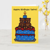 Zwillingsbären zum Geburtstag des Kuchens Karte (Gelbe Blume)