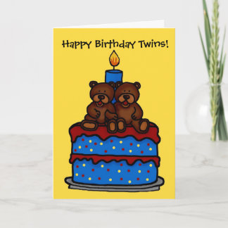 Zwillingsbären zum Geburtstag des Kuchens Karte
