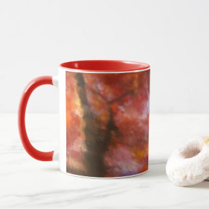 Zwillingsbäume Späten im Herbst Gelbe Blätter Gemä Tasse