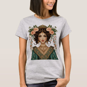 Zwillingsblumen-Damen   Elegante Blumenkunst Rücks T-Shirt
