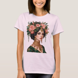 Zwillingsblumen-Damen Elegante Blumenkunst Rücks T-Shirt