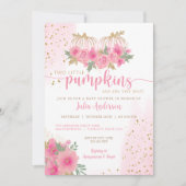 Zwillingsblush Pink und Goldfall Pumpkin Baby Dusc Einladung (Vorderseite)