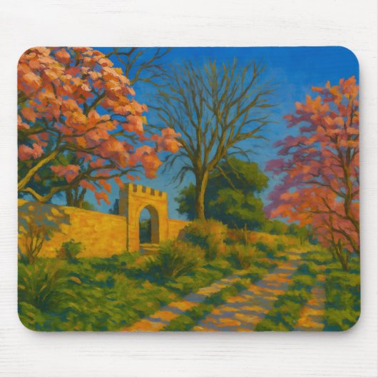 Zwillingsblüten - Stille Gartenpfade Mousepad (Vorne)