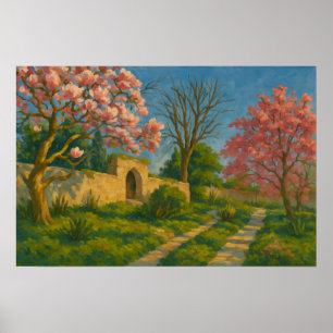 Zwillingsblüten - Stille Gartenpfade Poster