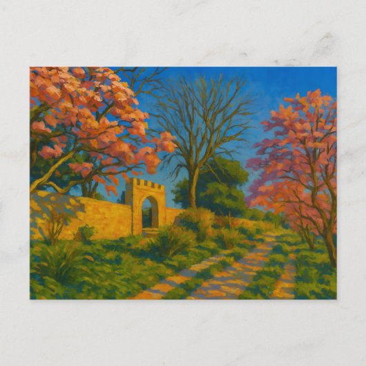 Zwillingsblüten - Stille Gartenpfade Postkarte (Vorderseite)