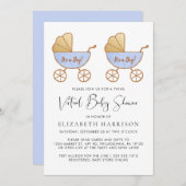 Zwillingsboy Watercolor Virtual Baby Dusche Einladung (Vorne/Hinten)